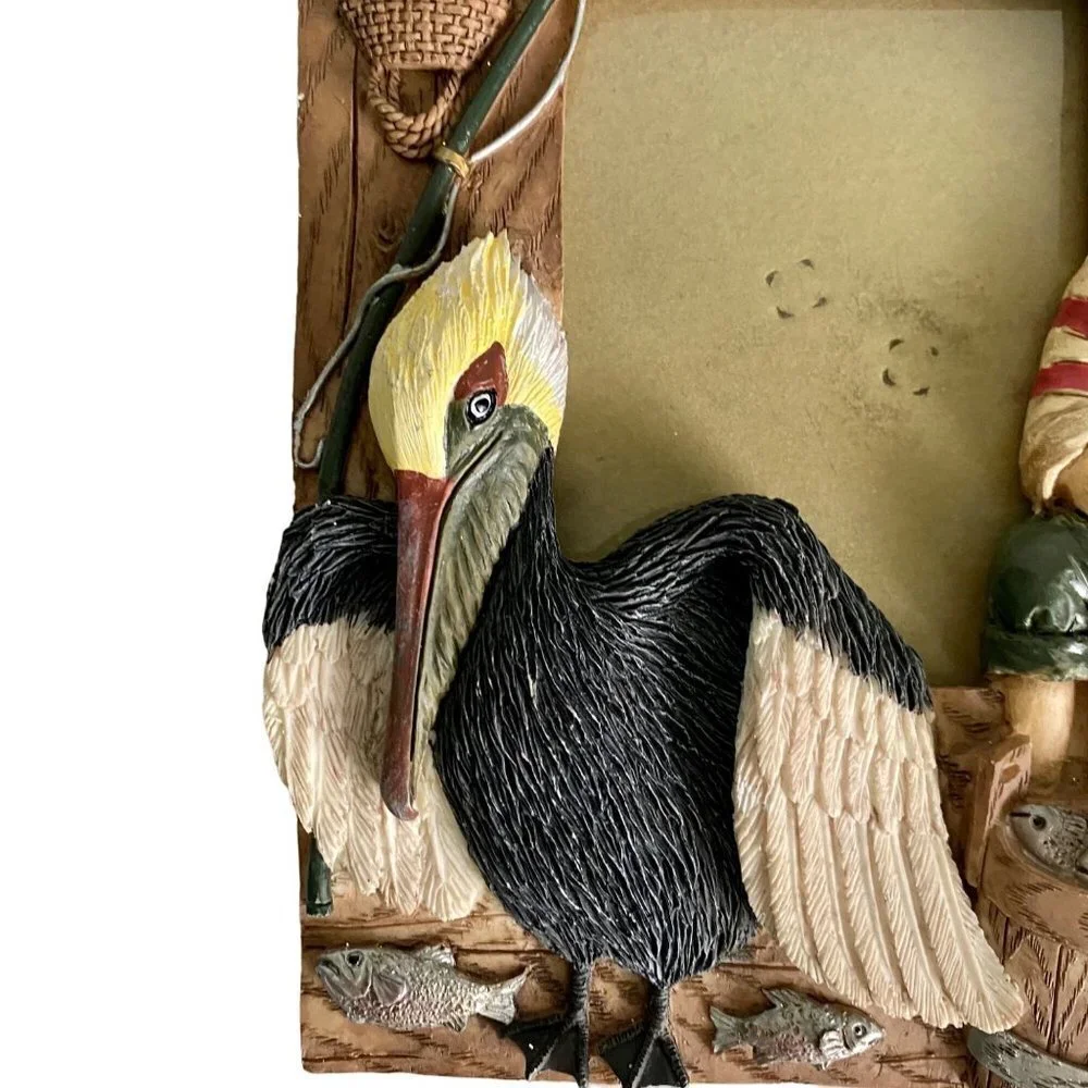 Photo Frame Fisherman Pelican Fishing Dockside